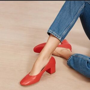 Everlane the day heel in red leather size 39